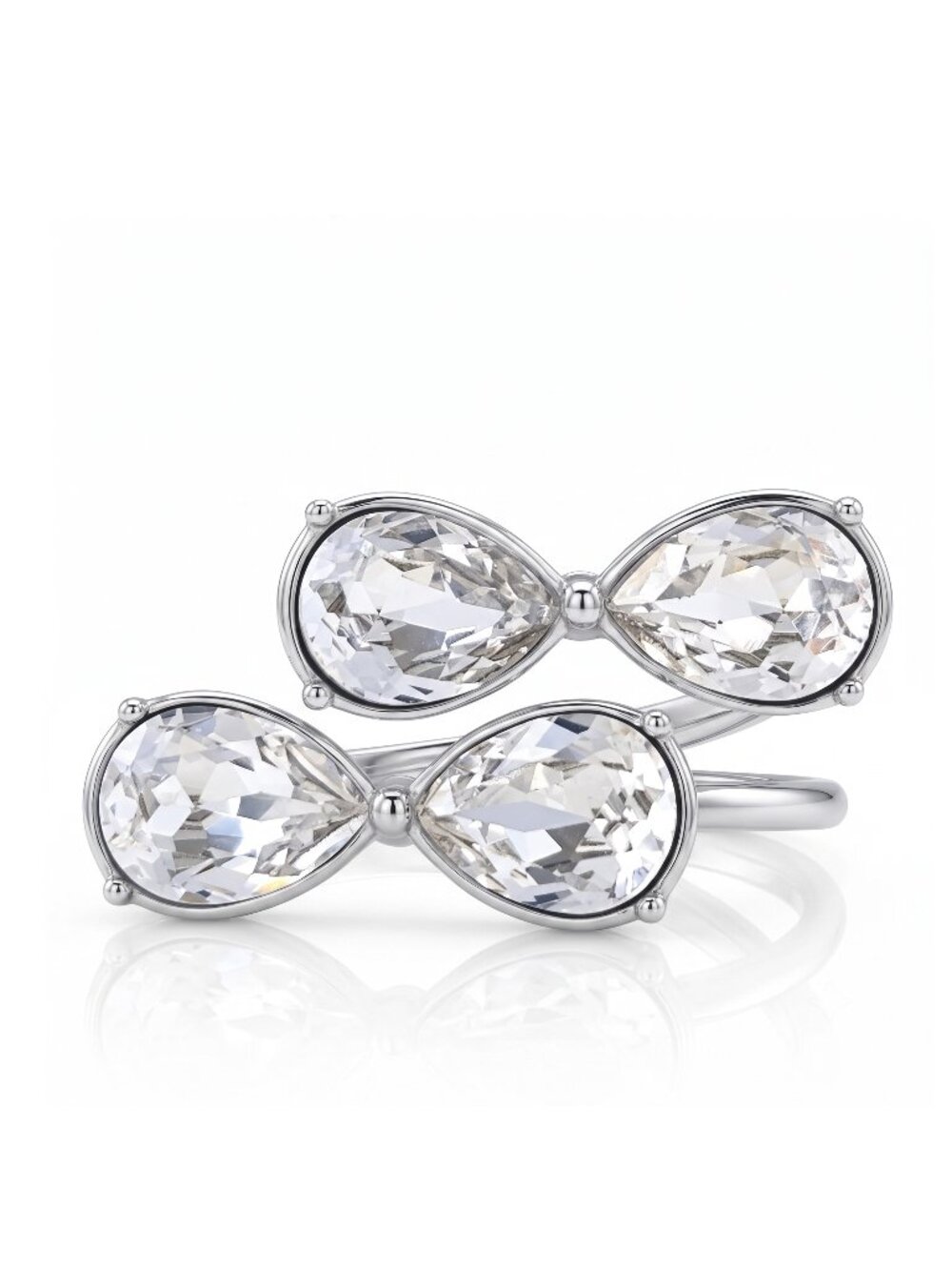 Swarovski Crystal bow Ring, Made with solid 925 Sterling Silver